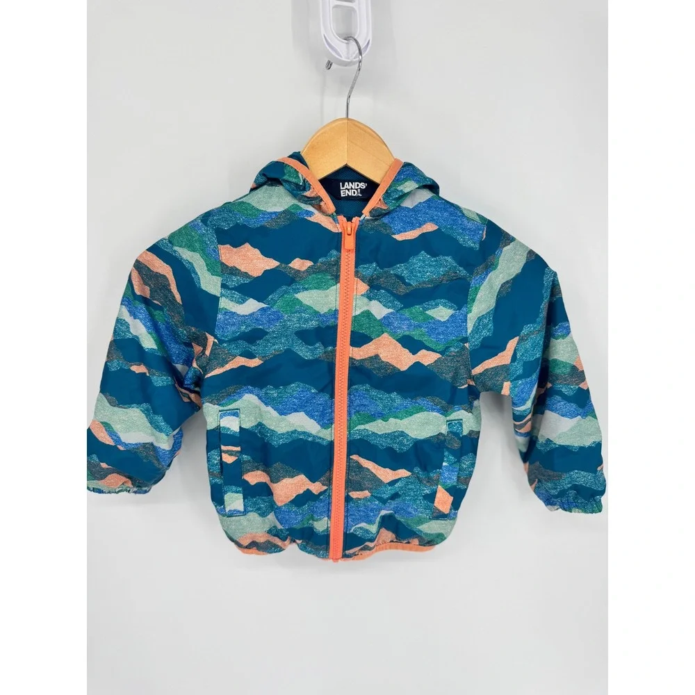 Lands'‎ End Packable Windbreaker Toddler XXS 2t 3t Blue Mountain Unisex Spring